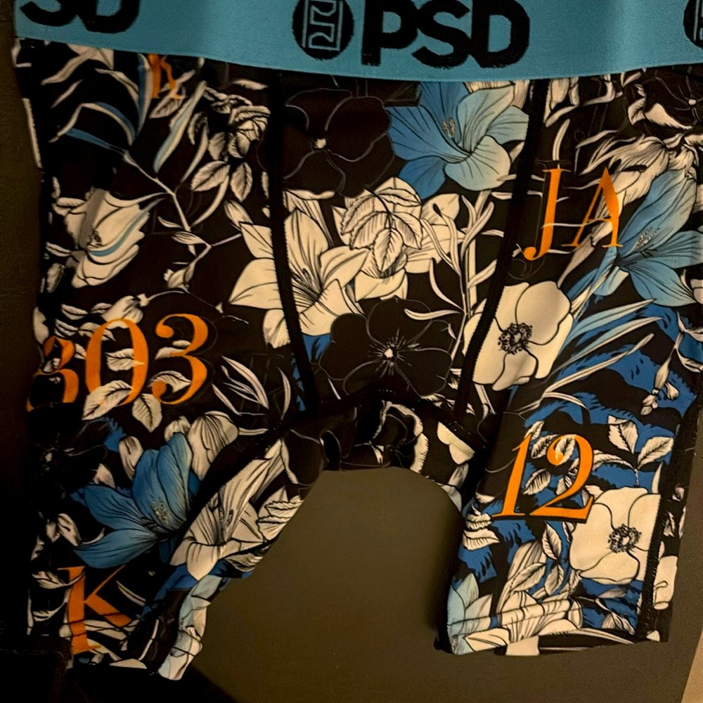 Brand new Ja Morant PSD youth small blue gold and white "12" with roses
